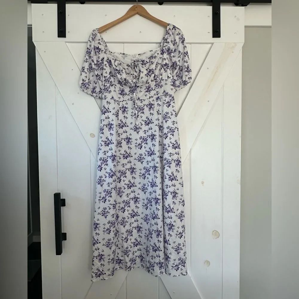 Floral Purple and White Dress